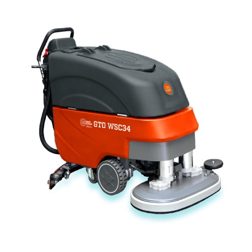 Fast Clean GTO WSC34 Extended Twin Brush Walk Behind Auto Scrubber